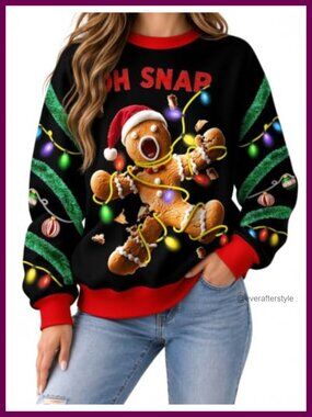 Women's Funny Holiday Graphic Sweatshirt Crew Neck Long Sleeve Pullover